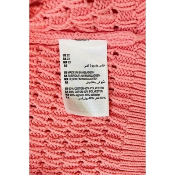 On 34th Womens Salmon Rose Crochet Cable Knit Pullover Sweater Plus Size 2X NWT - Picture 3 of 3